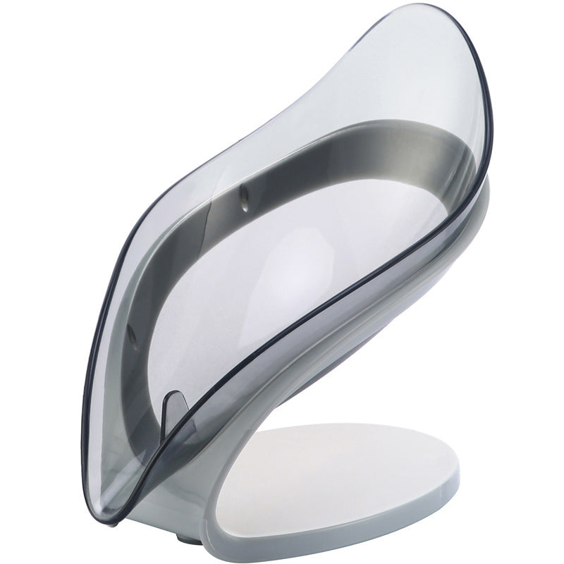 Bathroom Soap Holder Leaf Shape Soap Box Kitchen Dish Storage Box Non-slip Drain Soap Storage Case Container Bathroom Accessorie Grey