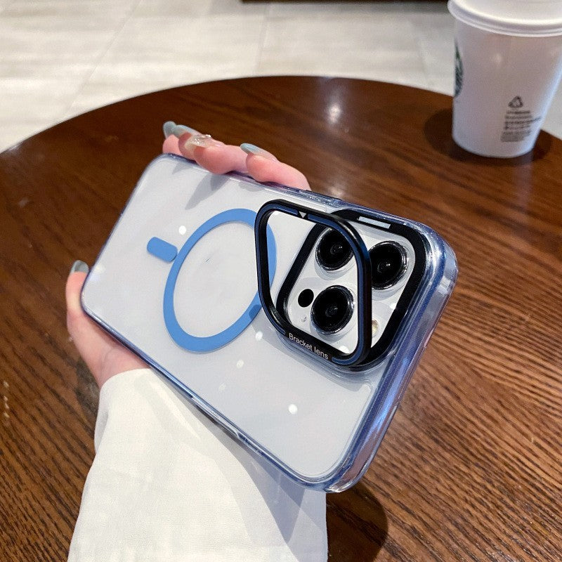 Transparent Magnetic Suction Stand Phone Protective Case Magnetically transparent blue