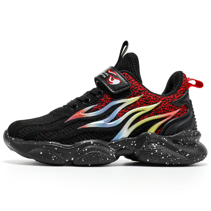 Boys sneakers fashion mesh old sneakers Black red