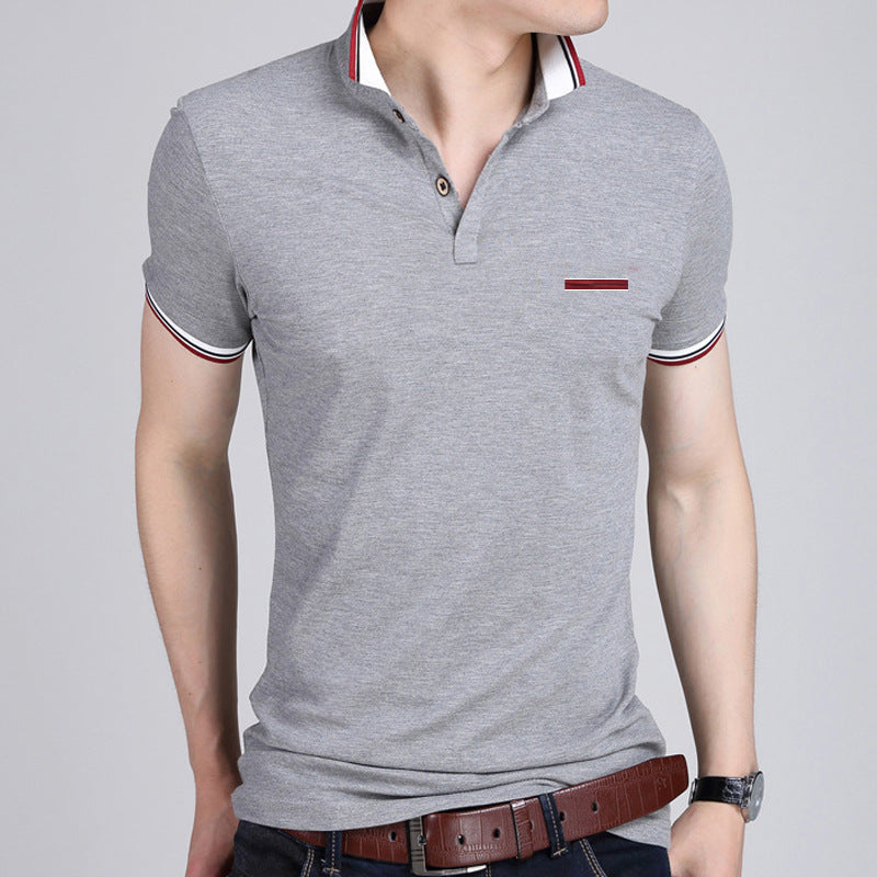 Lapel short sleeve T-shirt men Grey