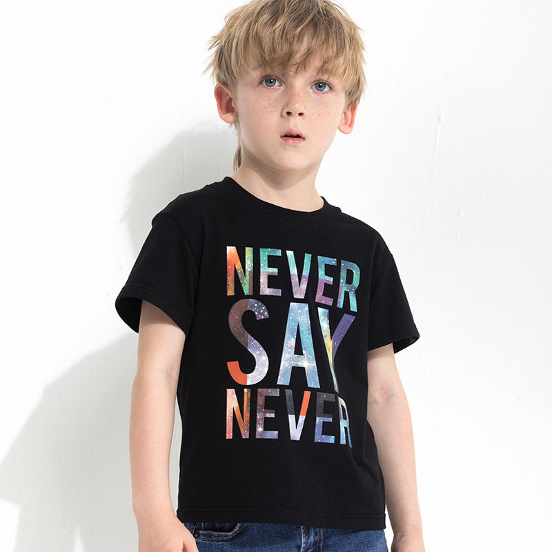 Children's letter print T-shirt Black
