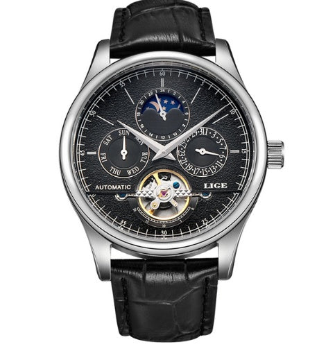 Mechanical watch men's watch business casual watch Black and silver