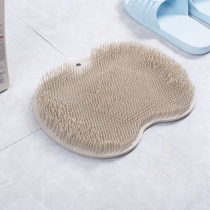 Massage Bath Brush Bathroom Non-slip Bath Mat Back Massage Brush Silicone Suction Cup Foot Rub Pad Body Cleaning Bathing Tool Brown 23x30cm