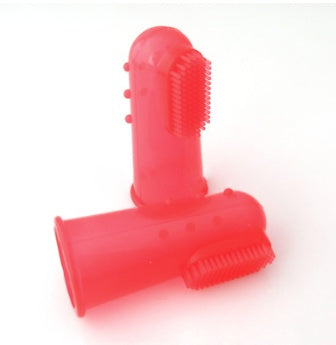 Super Soft Pet Finger Toothbrush Clear Red