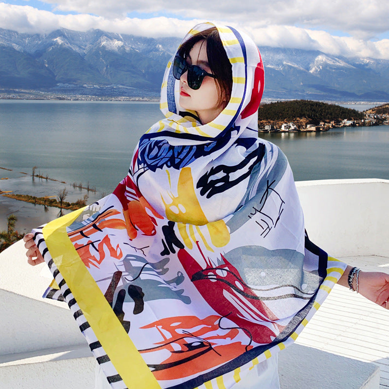 Women's Outer Scarf For Traveling In Western Sichuan Grassland Illustration Default