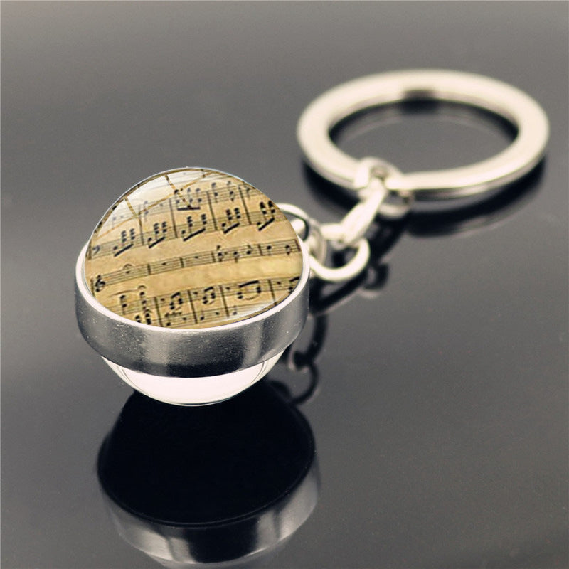 Piano Musical Instrument Time Stone Keychain Pendant XSWX22468