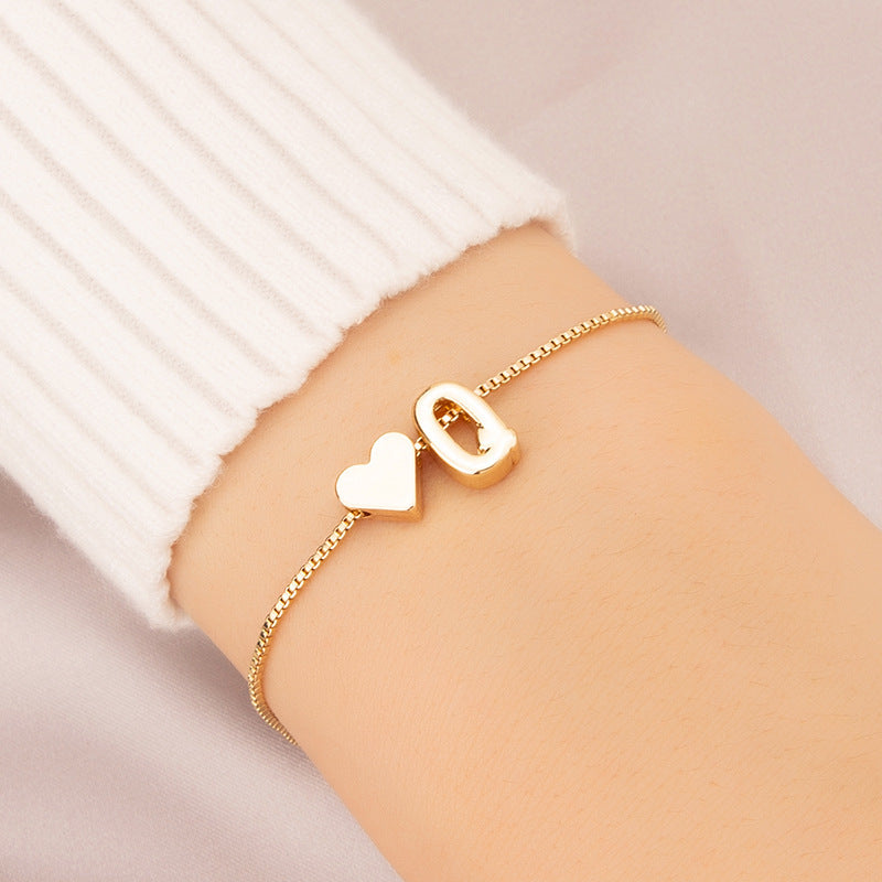 Bracelet Heart-shaped English Letters Letter Q