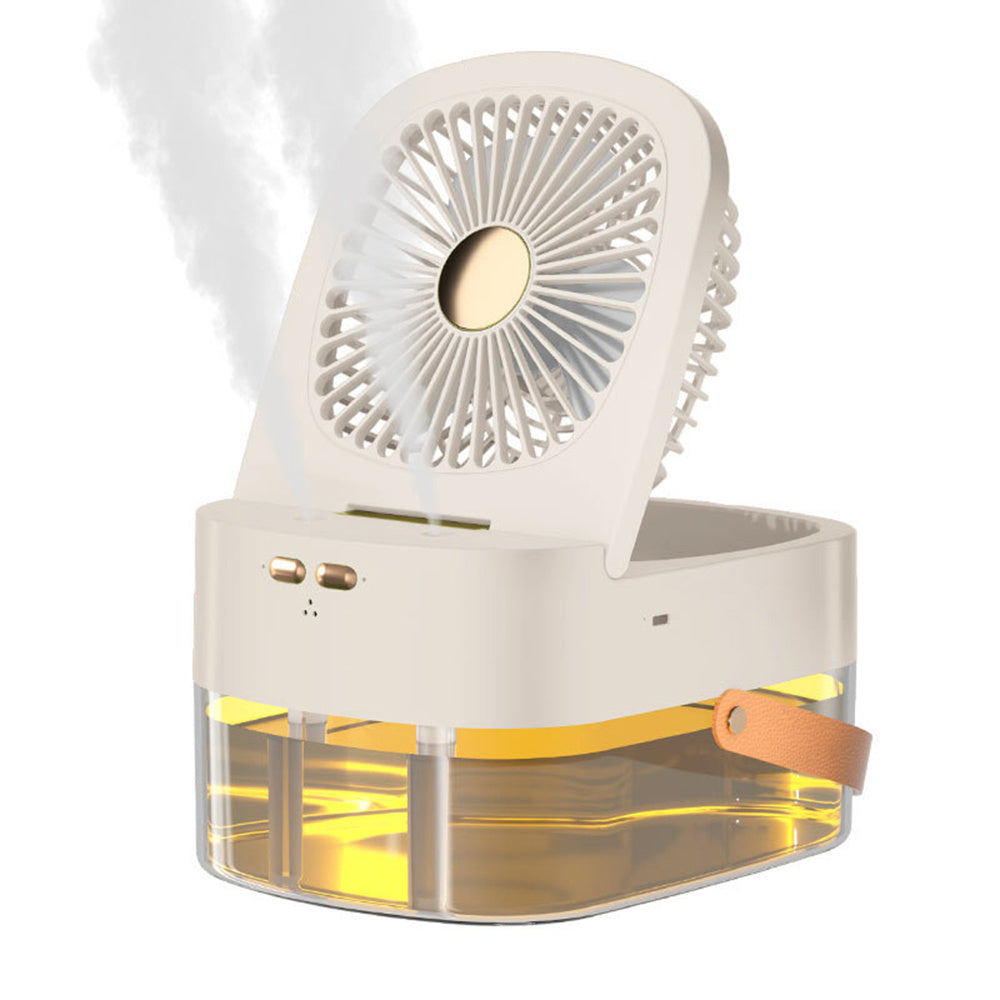Humidifying Spray Fan Desktop Remote Control Timing Mini Air Cooler Big Wind Mute USB Charging Fan White