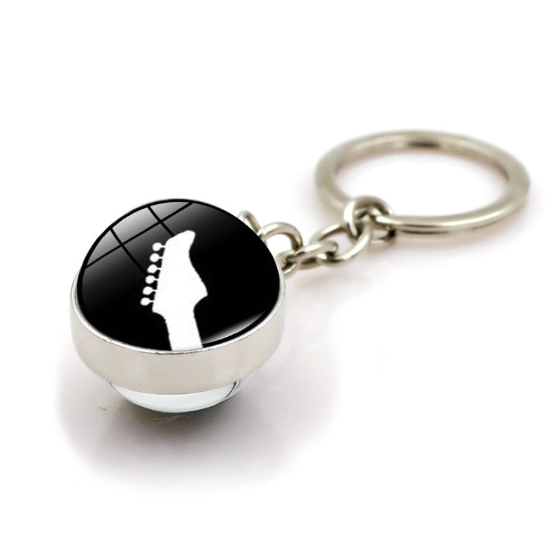 Piano Musical Instrument Time Stone Keychain Pendant