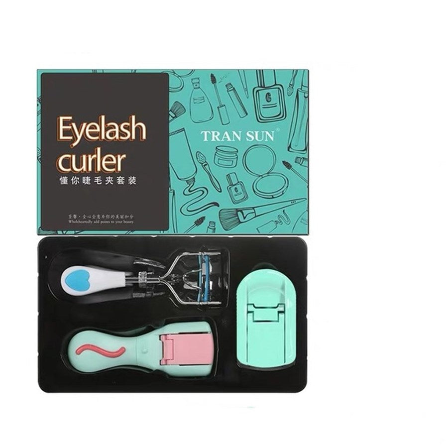 Portable mini eyelash curler Green 3 box set