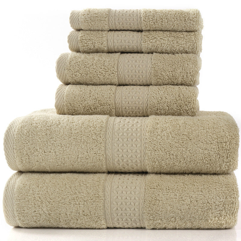 Cotton absorbent towel set of 3 pieces and 6 pieces Brown Q6pcs