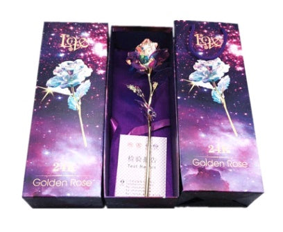 24K Luminous Color Gold Rose Flower Set No Light
