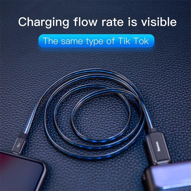 Compatible With , Compatible With , Baseus Flat Glowing 2.4A USB Cable For Xs Max 8 Plus 1M Fast Charging Sync Data Line LED USB Cable For SE 7 Cabo