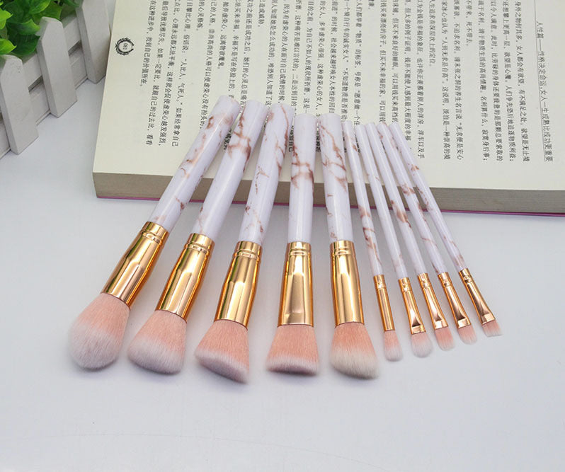 15 Marbled Design Makeup Brushes Set Pink Q10pcs