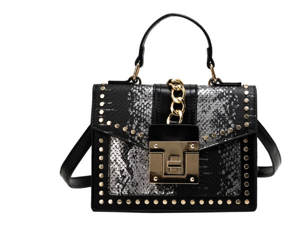 Fashion Alligator Women Shoulder Bags Black Silver