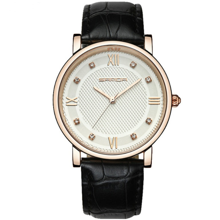 Watch strap casual waterproof quartz watch Black and white