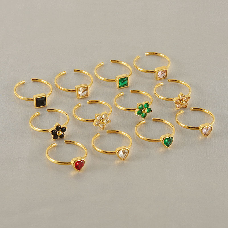 European And American New Stainless Steel Stylish Colored Diamond Ring