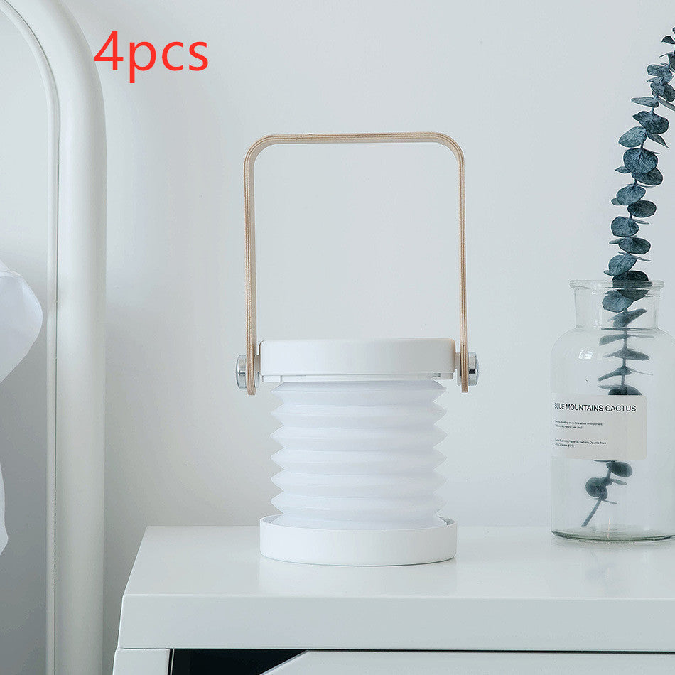 Foldable Touch Dimmable Reading LED Night Light Portable Lantern Lamp USB Rechargeable For Home Decor White 4pcs 0.5 watts
