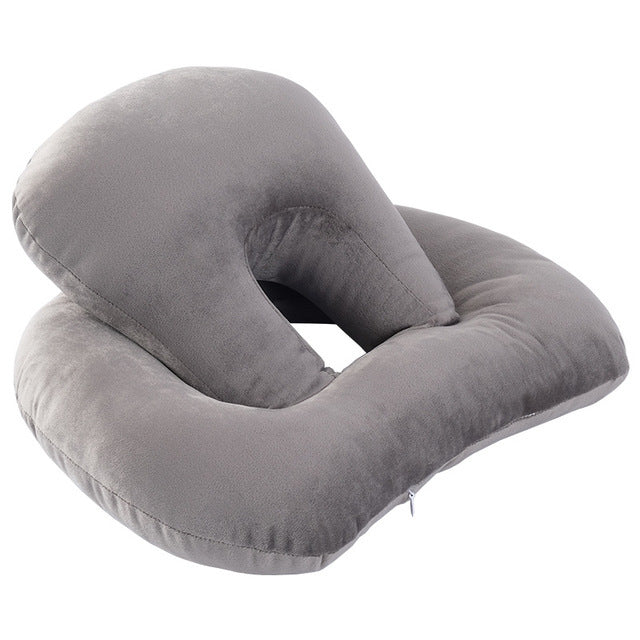 U-Shaped Desk Nap Pillow Neck Supporter Seat Cushion Headrest Travel Neck Pillow With Arm Rest Grey
