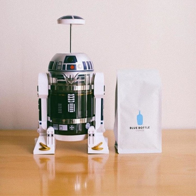 Moka Hand Coffee Maker Robot Coffee Pot Machine French Press Pot 24cm High Stainless Steel Glass White