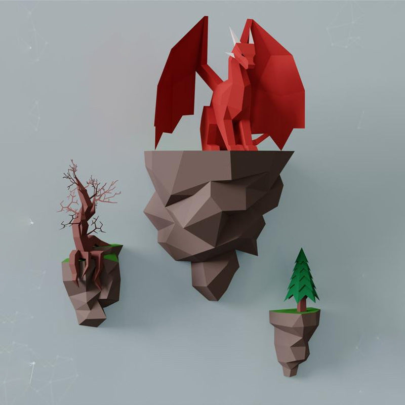 Dragon Paper Model Sitting On The Island Home Wall Hanging Wall Decorations Color 1