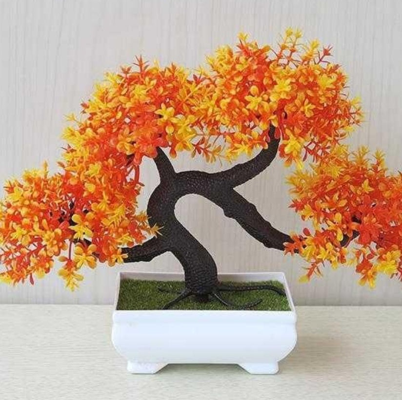 Plastic bonsai with fake flowers Orange