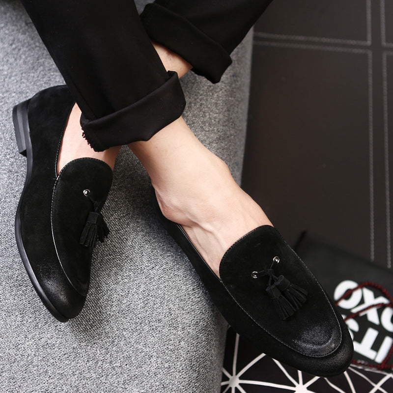 Pea shoes leather shoes for men Black