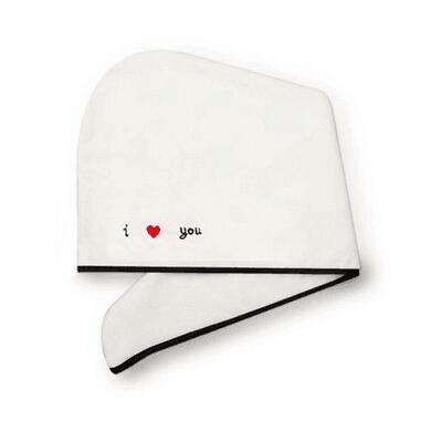 Coral Fleece Embroidered Hair Dryer Cap I love you