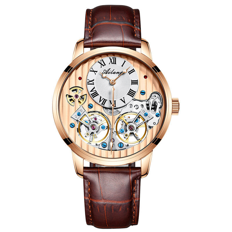 Men's watch automatic mechanical watch Golden brown belt