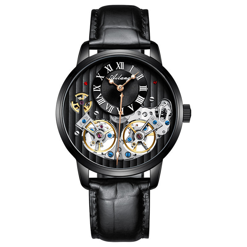 Men's watch automatic mechanical watch Black belt