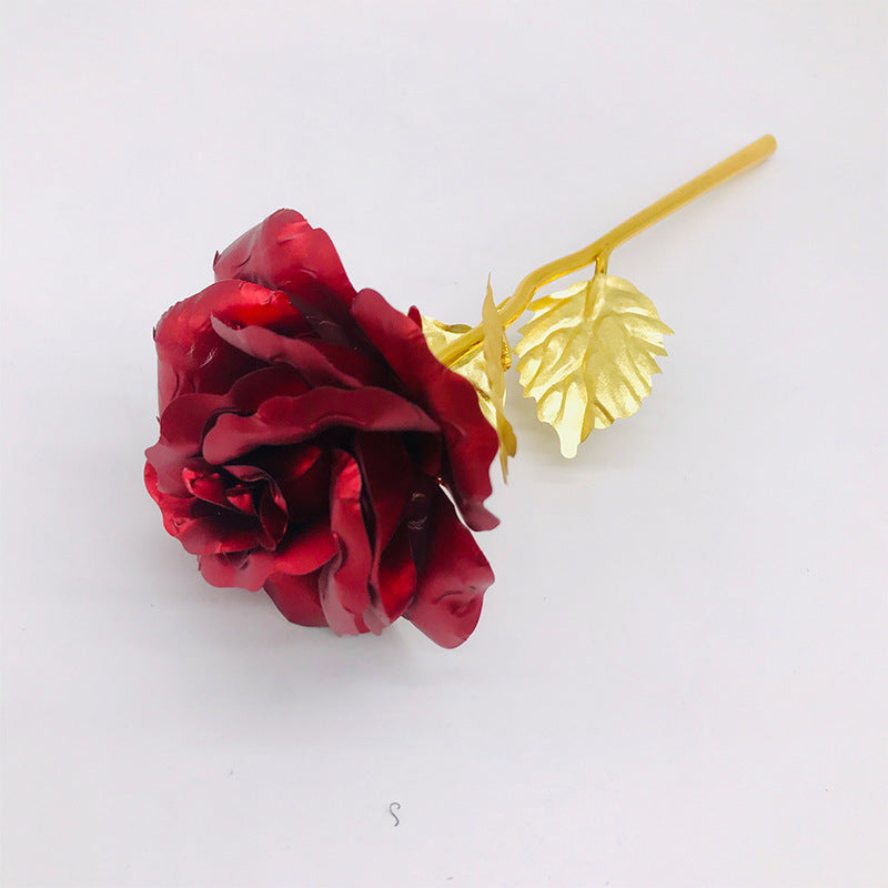24K Luminous Color Gold Rose Flower Set Red naked flower