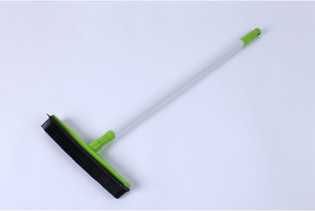 New Extra Long Handle Rubber Bristles Sweeper Squeegee for Pet Cat Dog Hair Fur Broom green