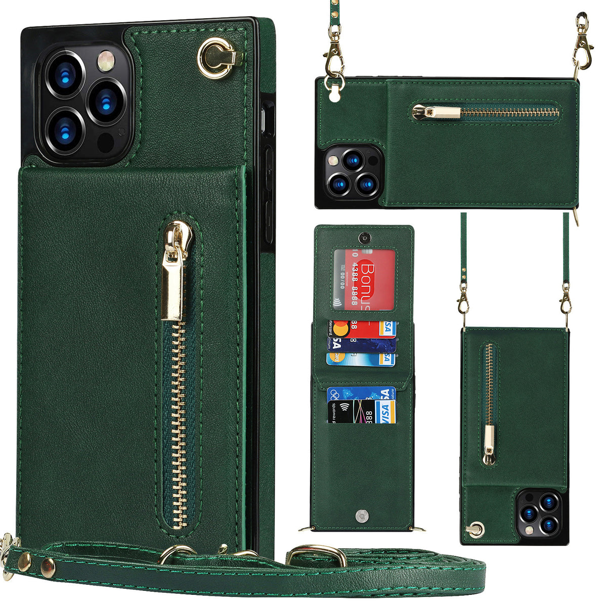 Zipper Phone Case Phone Case Crossbody Green