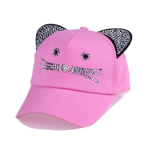 Spring And Summer Denim Baseball Cute Cat Ears Baseball Sunscreen Visor Baby Cat Hat Pink