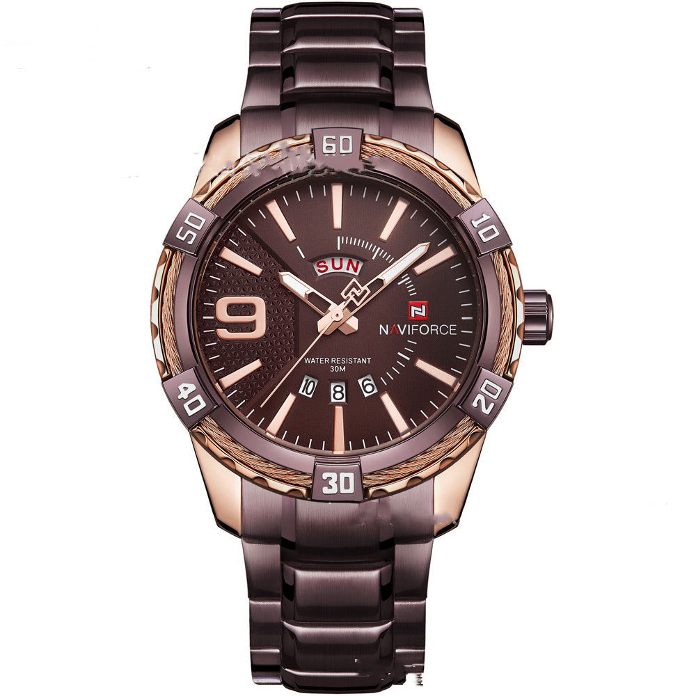 Waterproof quartz watch men's watch Coffee