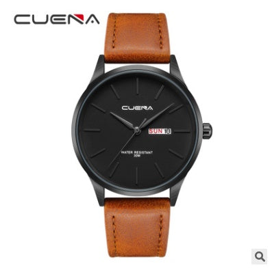 CUENA quartz watch waterproof belt simple watch men's belt watch quartz watch B