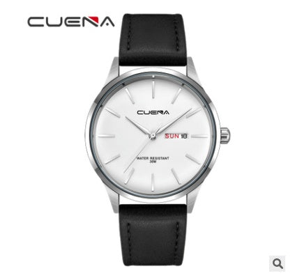 CUENA quartz watch waterproof belt simple watch men's belt watch quartz watch E