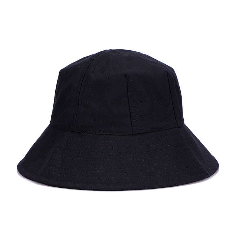 Women's summer solid color fisherman hat Black One size