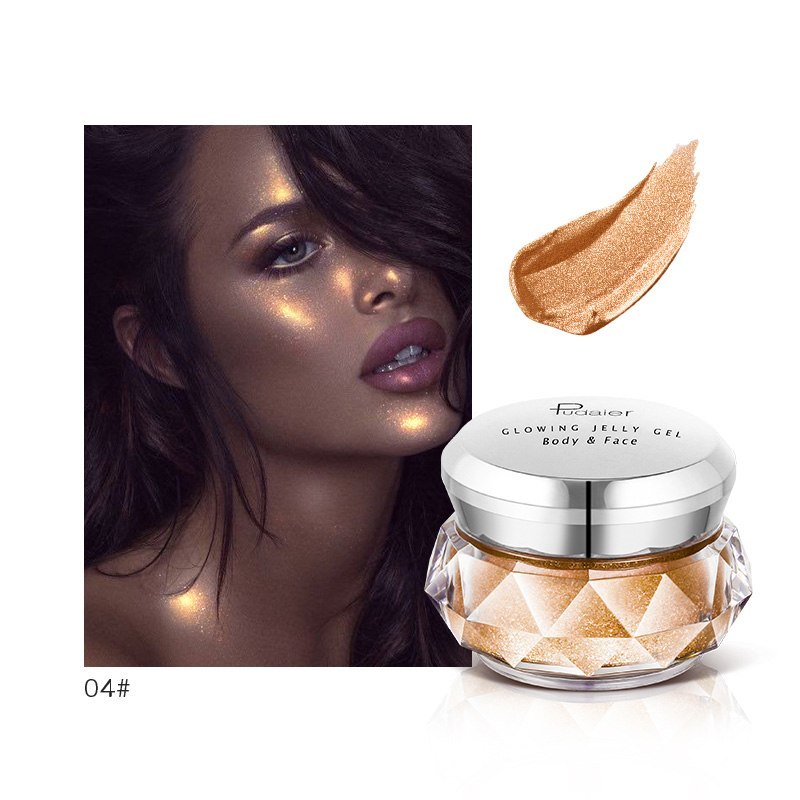 Face Highlighter Jelly Gel Mermaid Eyeshadow Glow Body Glitter Festival Makeup Iluminador Gold Liquid Highlighter Bronzer D