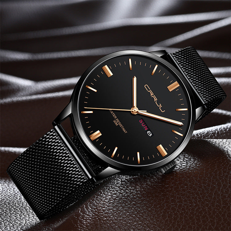 Men's watch business casual quartz watch Black Rose Needle