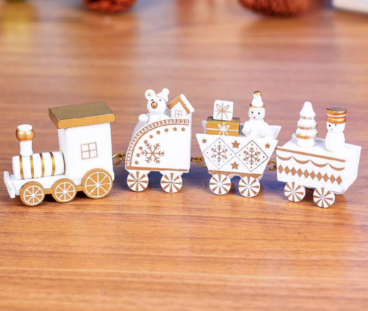 4pcs Mini Wood Train Toys White