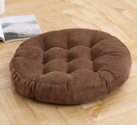 Corduroy solid color padded cushion Coffee
