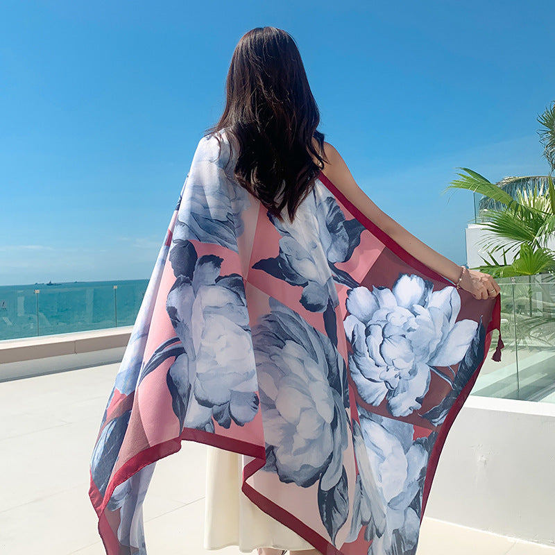 Sun-proof All-matching Shawl Beach Travel Dual-use Outdoor Beach Towel 21 180X90cm