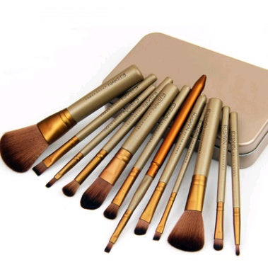 12 makeup brush sets iron box makeup tools makeup tools Gold tin box