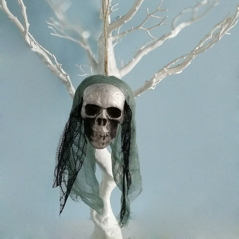 Halloween Skull Hanging Decor Green