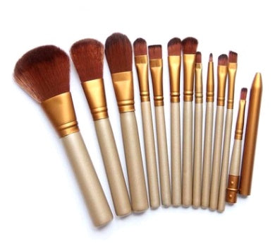 12 makeup brush sets iron box makeup tools makeup tools Gold without iron box