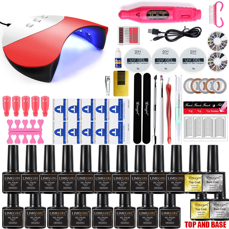 Nail Art Set UV Lamp Polishing Machine Nail Tools Red USB