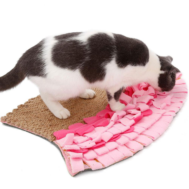 Natural Jute Puzzle Sniff Food Cat Mat Blanket