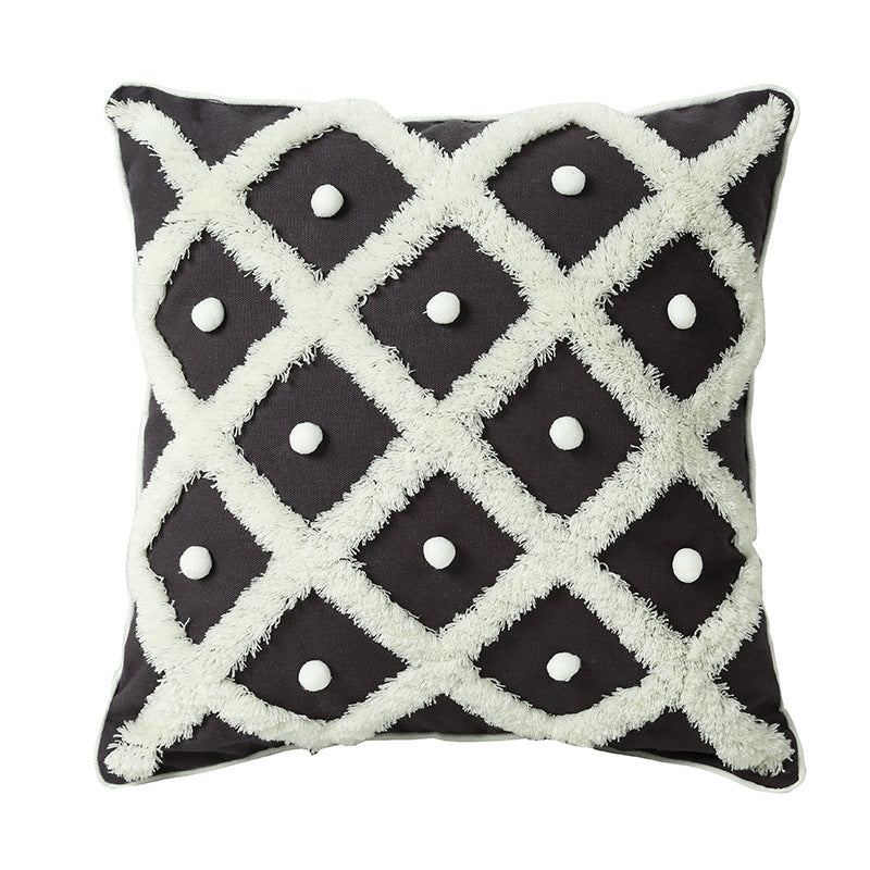 Creative Home Ball Pillow Tufted Moroccan Pillow Elegant Cushion Pillow Case Black