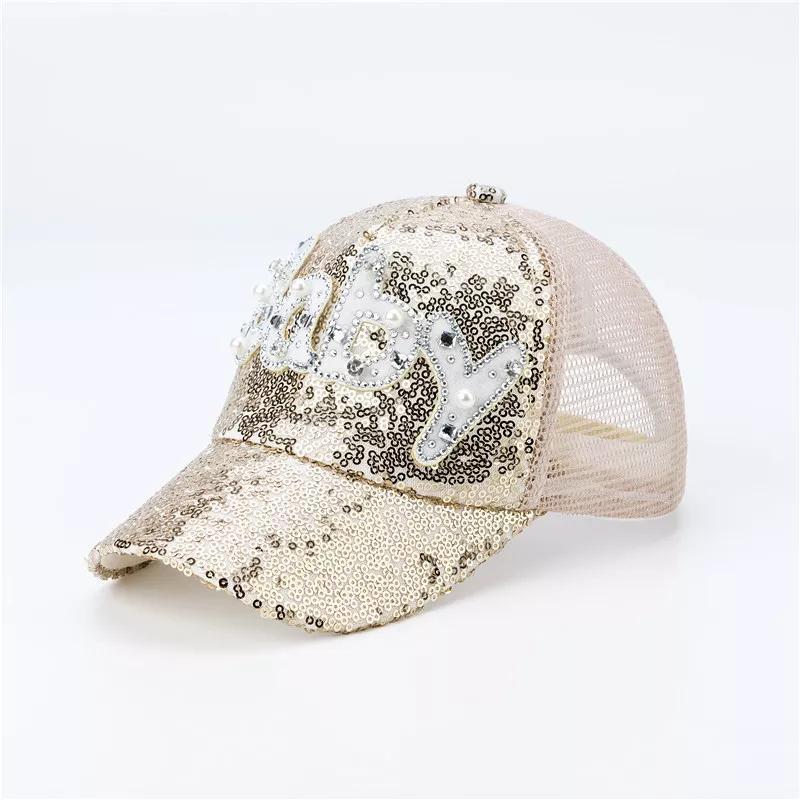 Men's And Women's Caps Men's Hats Sequins Sunscreen Baseball Gold